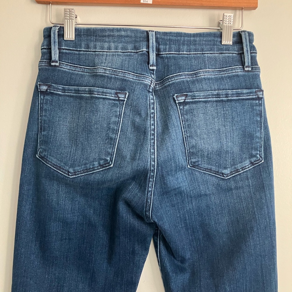 FRAME Le Crop Mini Boot Raw Hem Mid-High Rise Dark Wash Jeans Size 27 - Picture 6 of 12